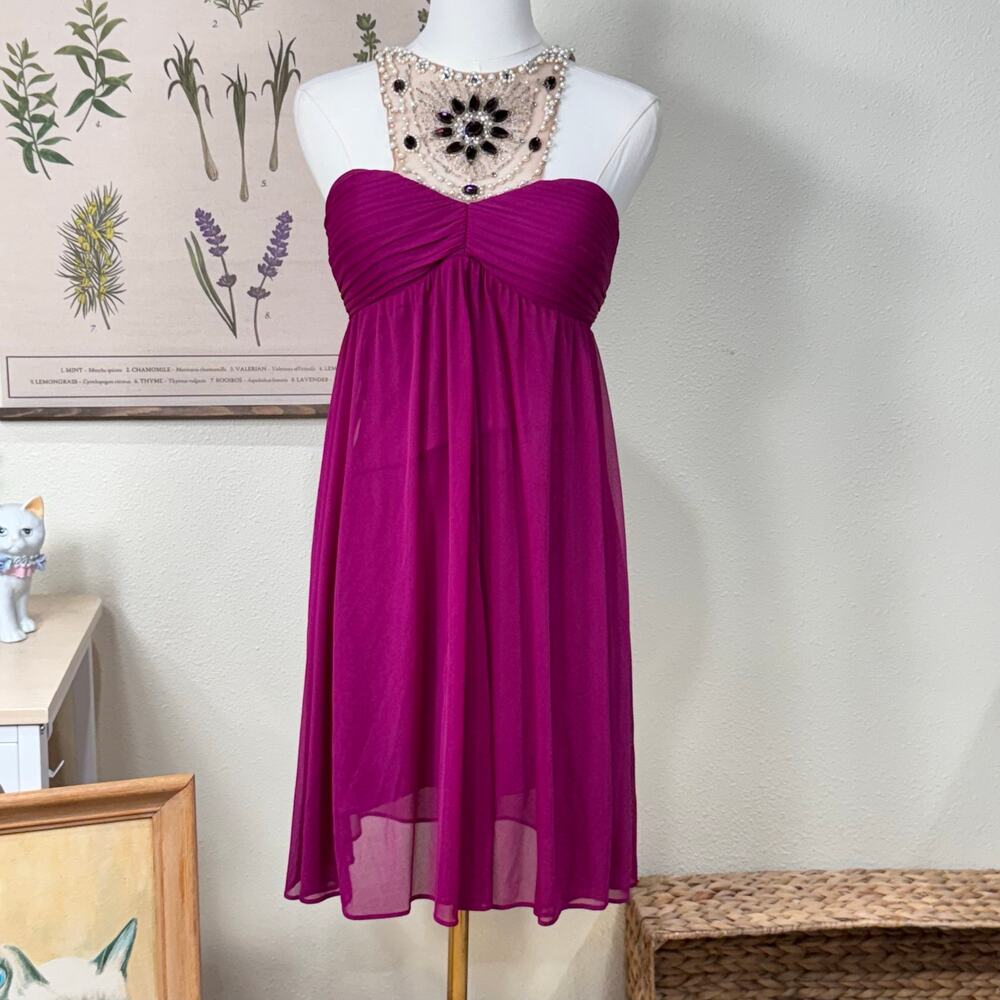 Vintage 90s Y2k Cache Purple Beaded Jeweled Dress McBling Trashy Party 4